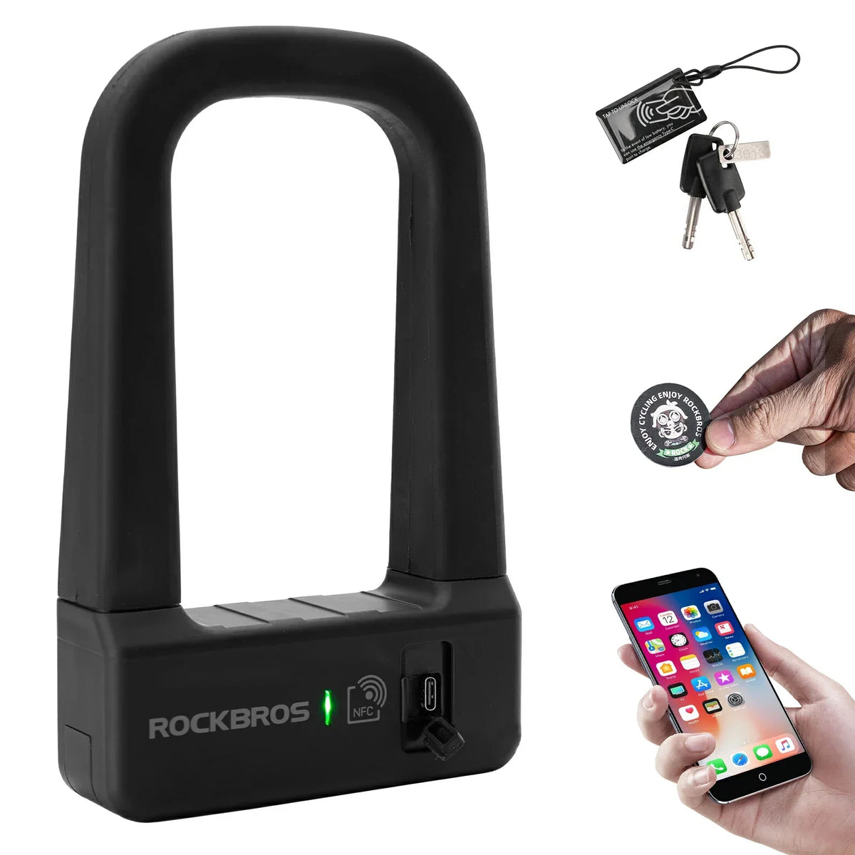 ROCKBROS NFC Smart Bicycle U-Lock