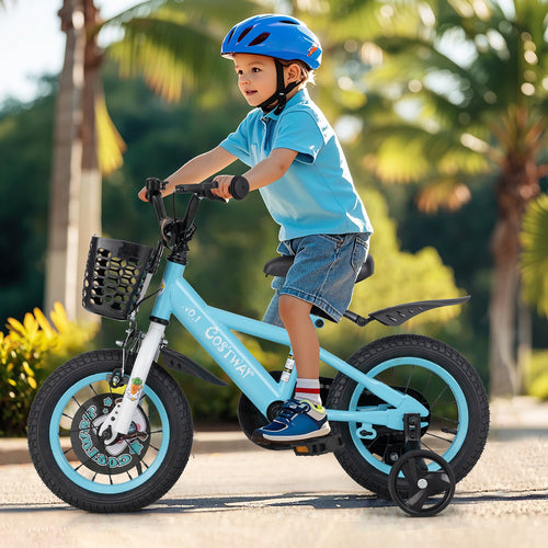Adjustable Kids' Bike with Basket — Blue