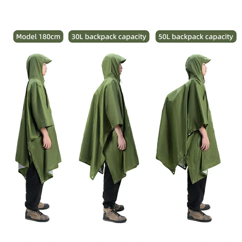 Qunature 3-in-1 Rain Poncho, Canopy & Groundsheet