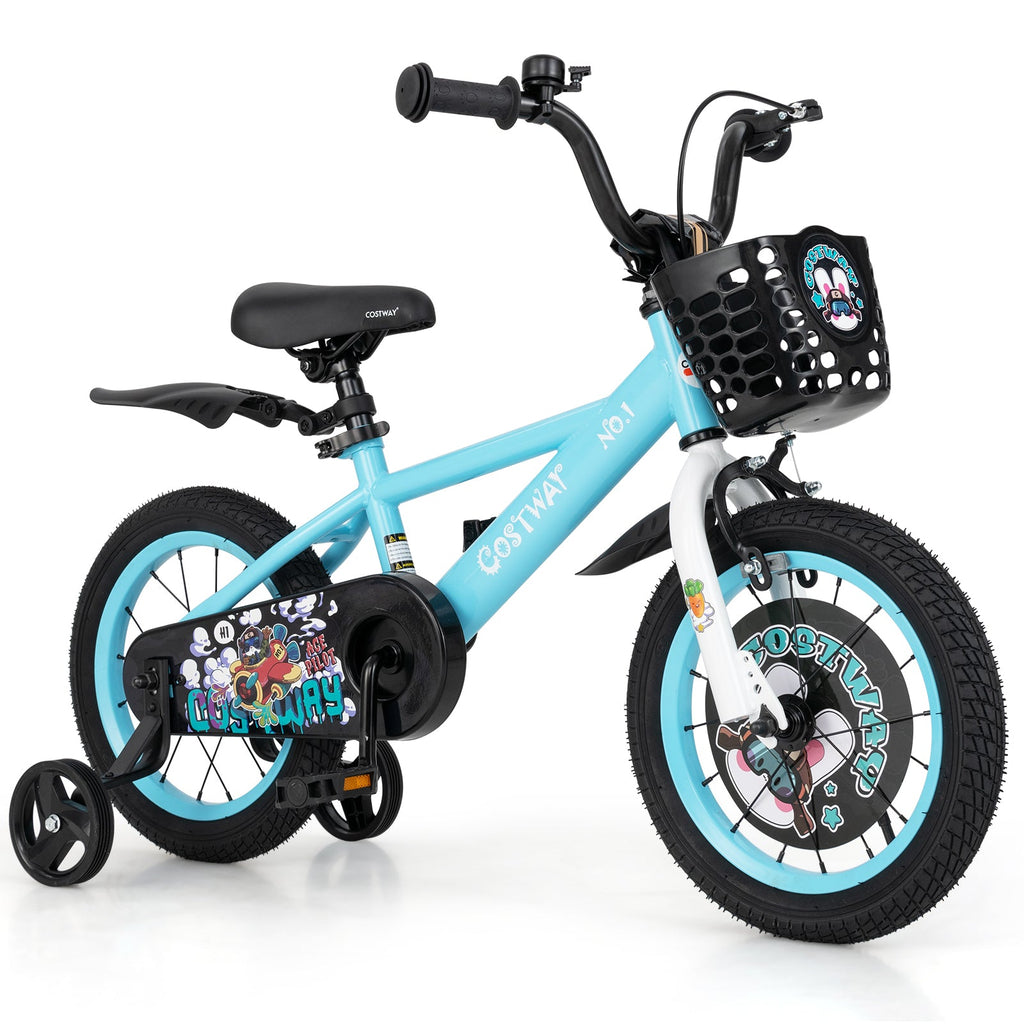 Adjustable Kids' Bike with Basket — Blue - view 9