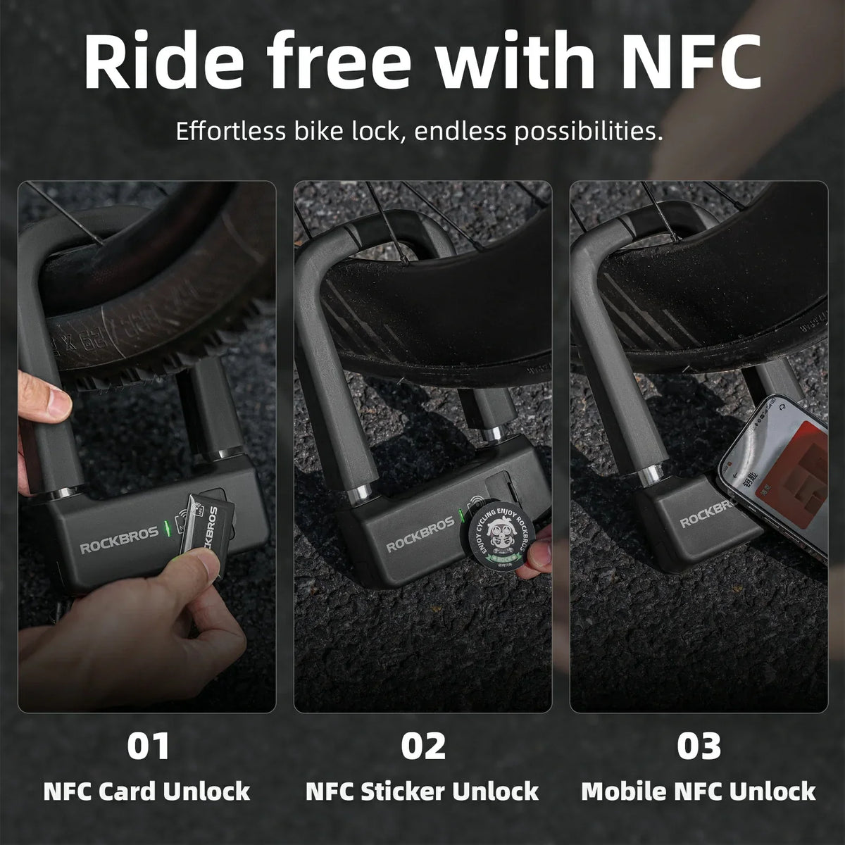 ROCKBROS NFC Smart Bicycle U-Lock
