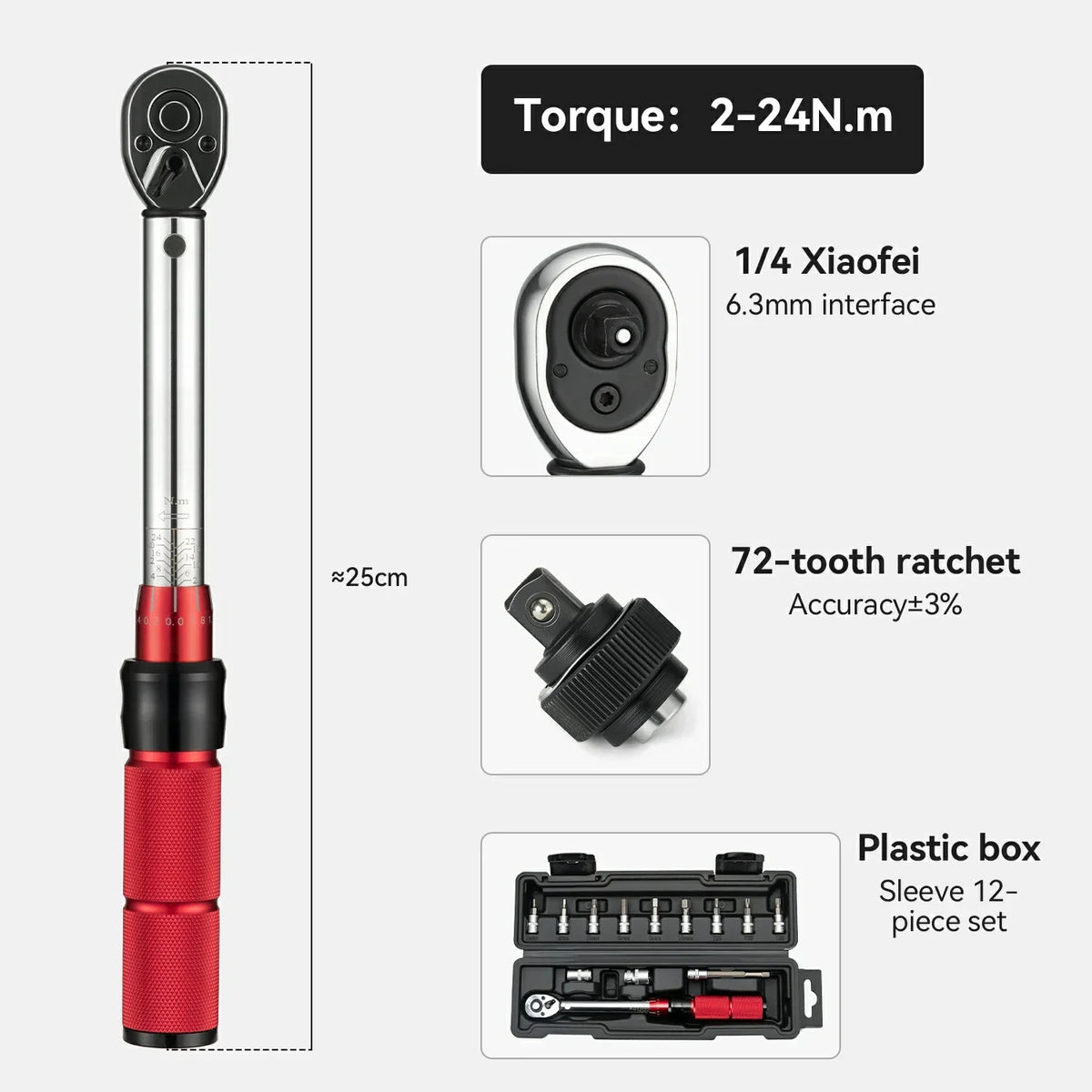 1/4-Inch Click Torque Wrench – 2–24 Nm