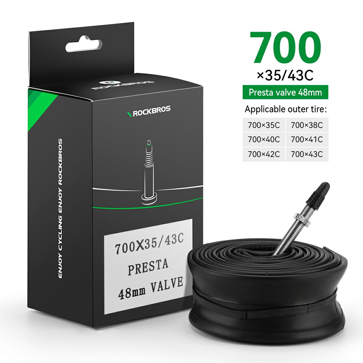 700c Butyl Bicycle Inner Tube – 48mm Valve Options