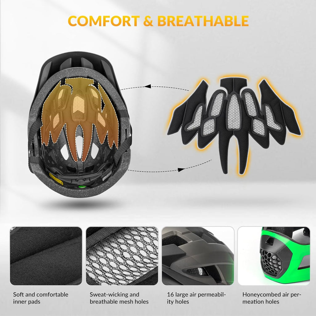 ROCKBROS Kids' Full-Face Bike Helmet with Detachable Chin Guard