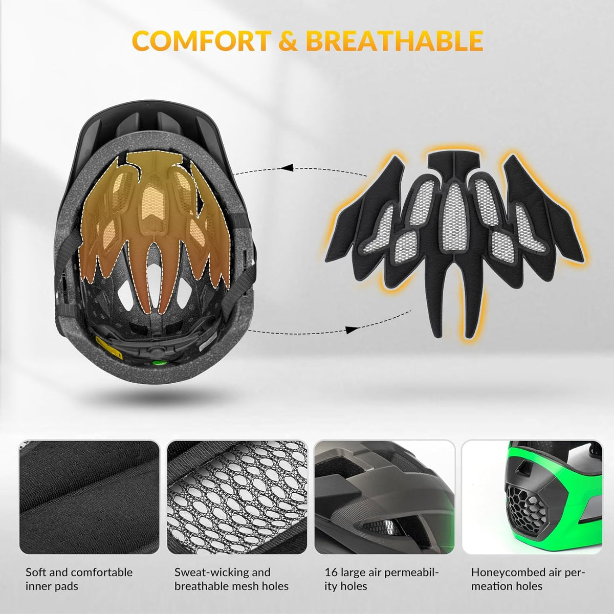 ROCKBROS Kids' Full-Face Bike Helmet with Detachable Chin Guard