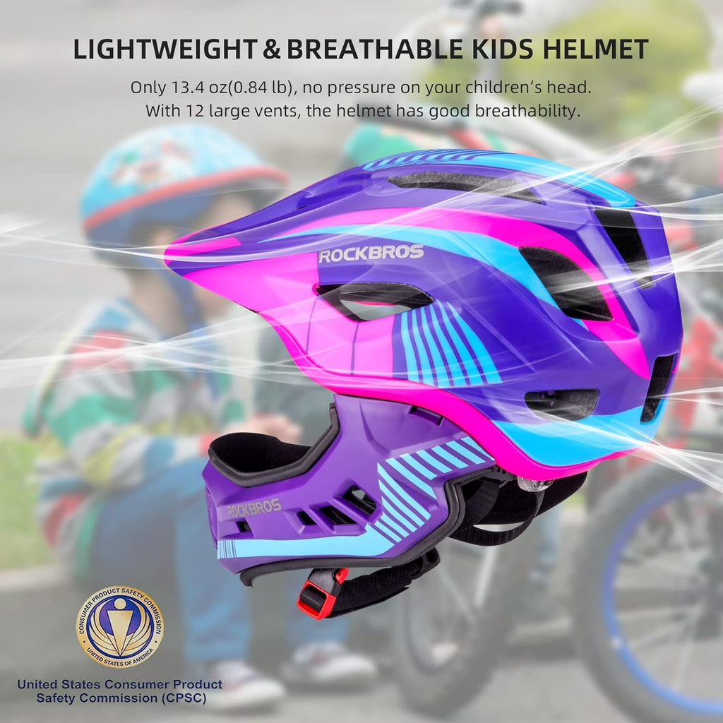 ROCKBROS Kids' Detachable Full-Face Bike Helmet