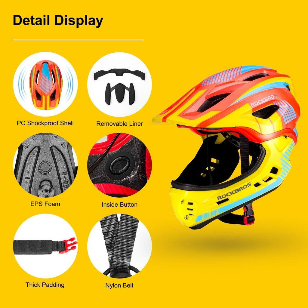 ROCKBROS Kids' Detachable Full-Face Bike Helmet
