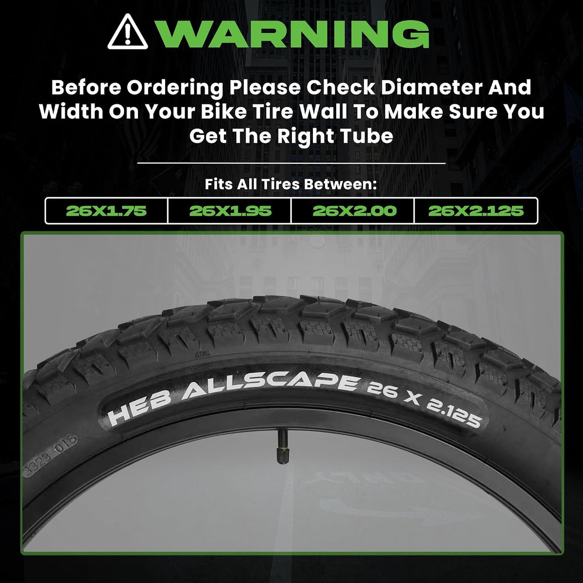 HEB 26" Bike Inner Tubes 26 x 1.75, 1.95, 2.10, 2.125 – Butyl Rubber Bicycle Tubes with Schrader Valve – Compatible with Cruiser, Mountain, City & Kids Bikes – Set of 2 - view 4