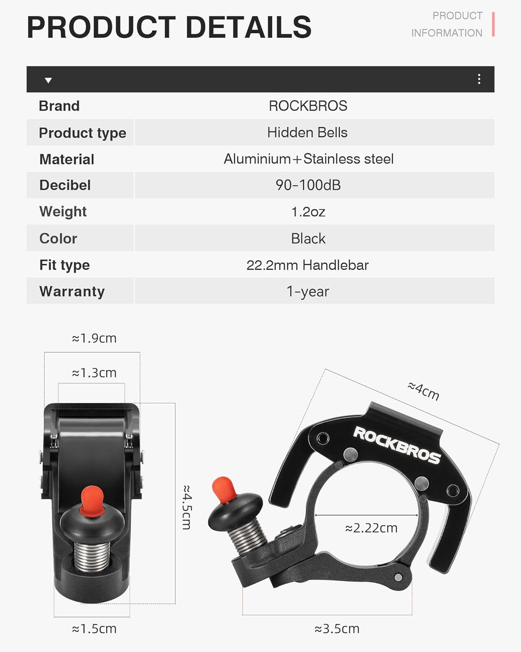Hidden Bicycle Bell – 22.2mm Handlebars