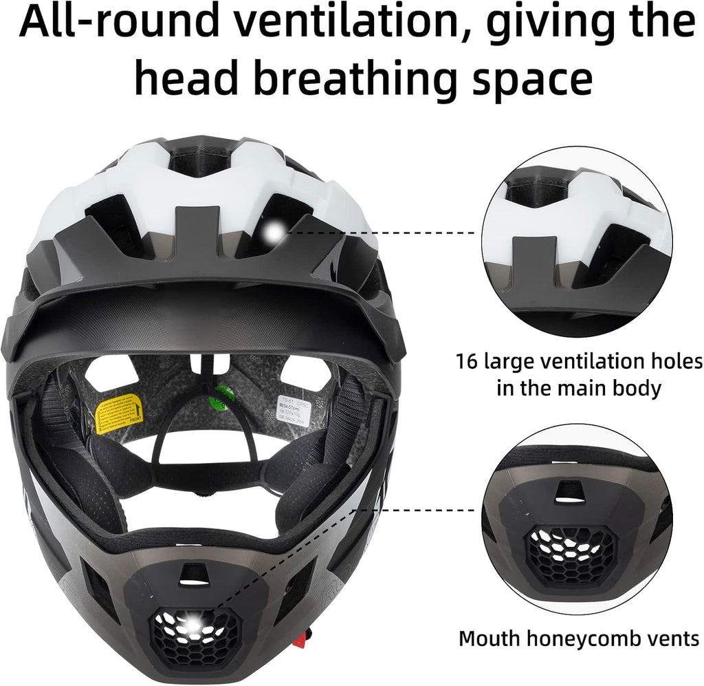 ROCKBROS Kids' Full-Face Bike Helmet with Detachable Chin Guard