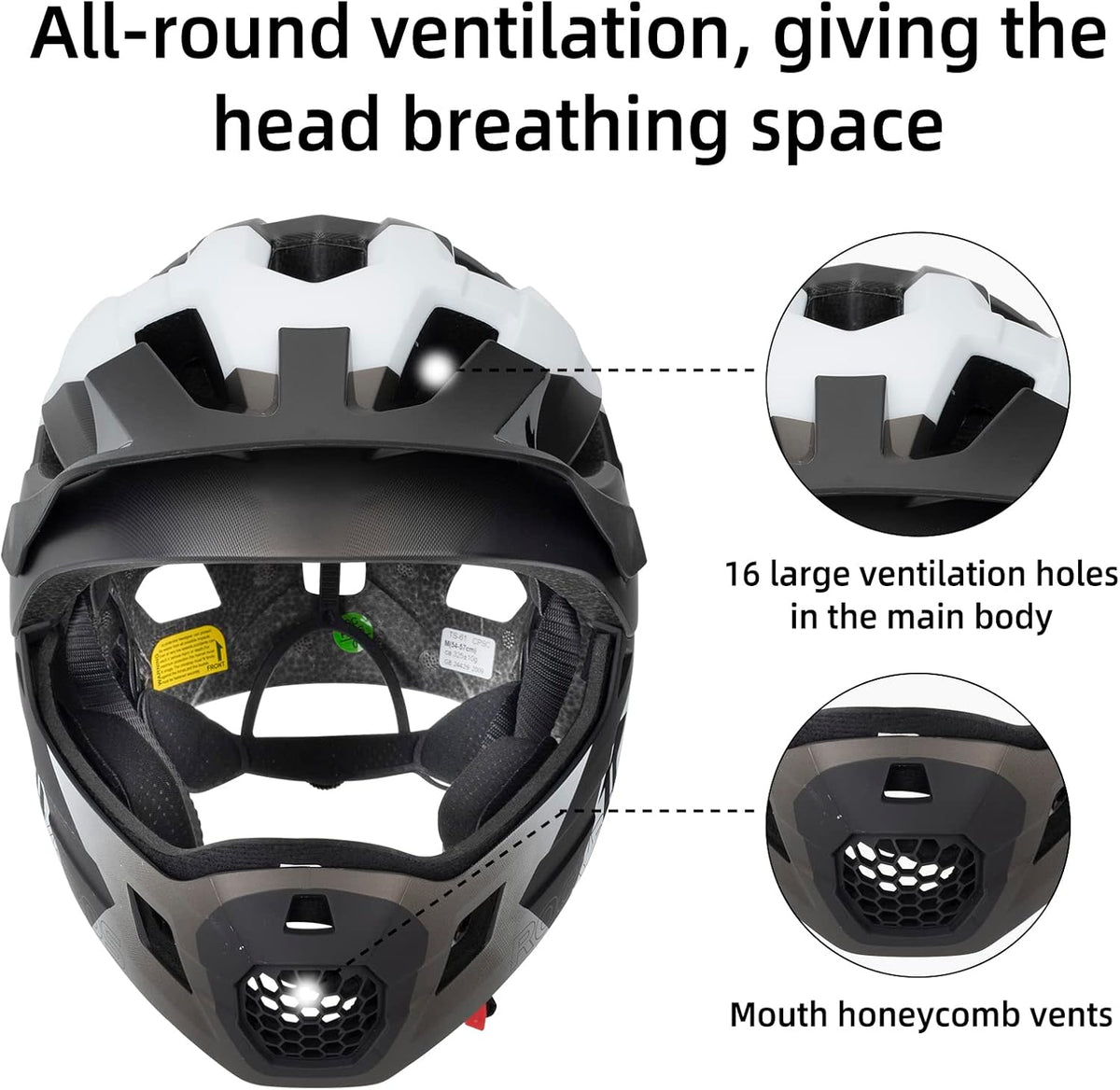 ROCKBROS Kids' Full-Face Bike Helmet with Detachable Chin Guard