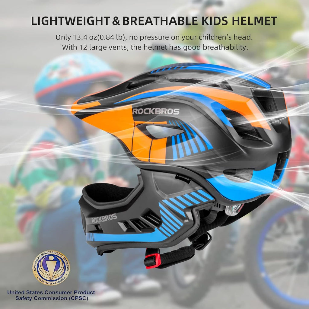 ROCKBROS Kids' Detachable Full-Face Bike Helmet