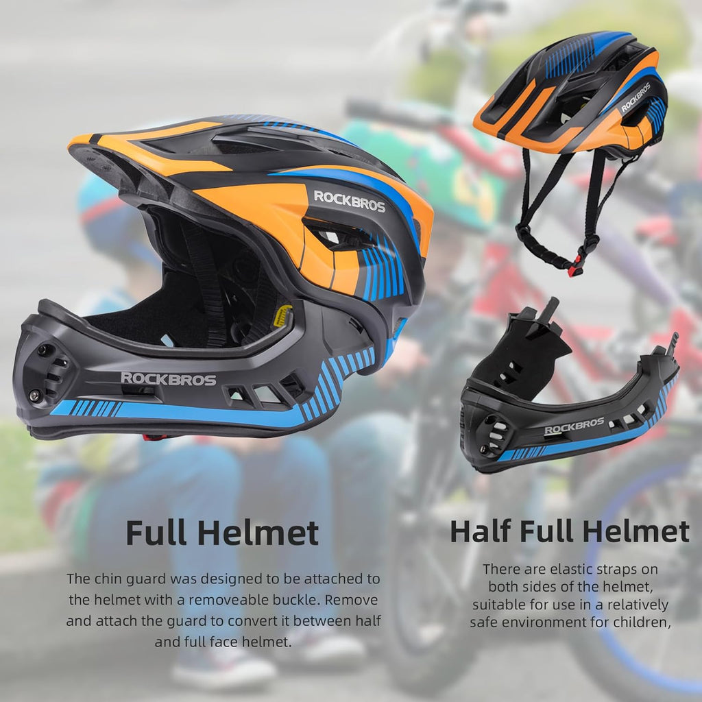 ROCKBROS Kids' Detachable Full-Face Bike Helmet