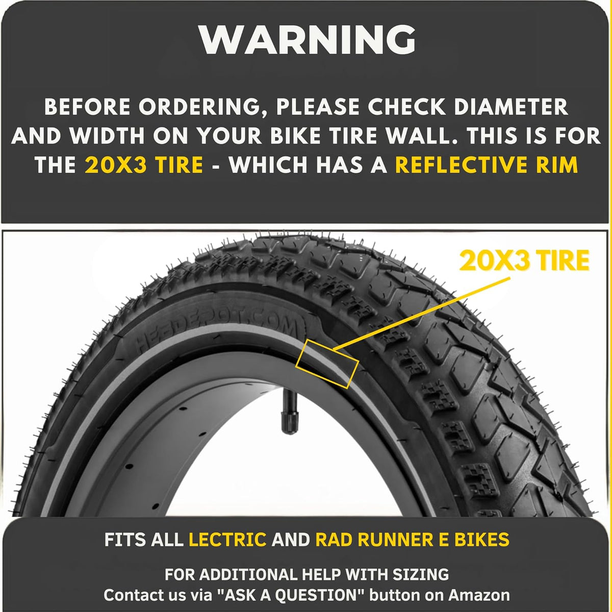 HEB ALLSCAPE Fat Tires 20" x 3.0" - Set of 2 Tires, Tubes Not Included - view 2