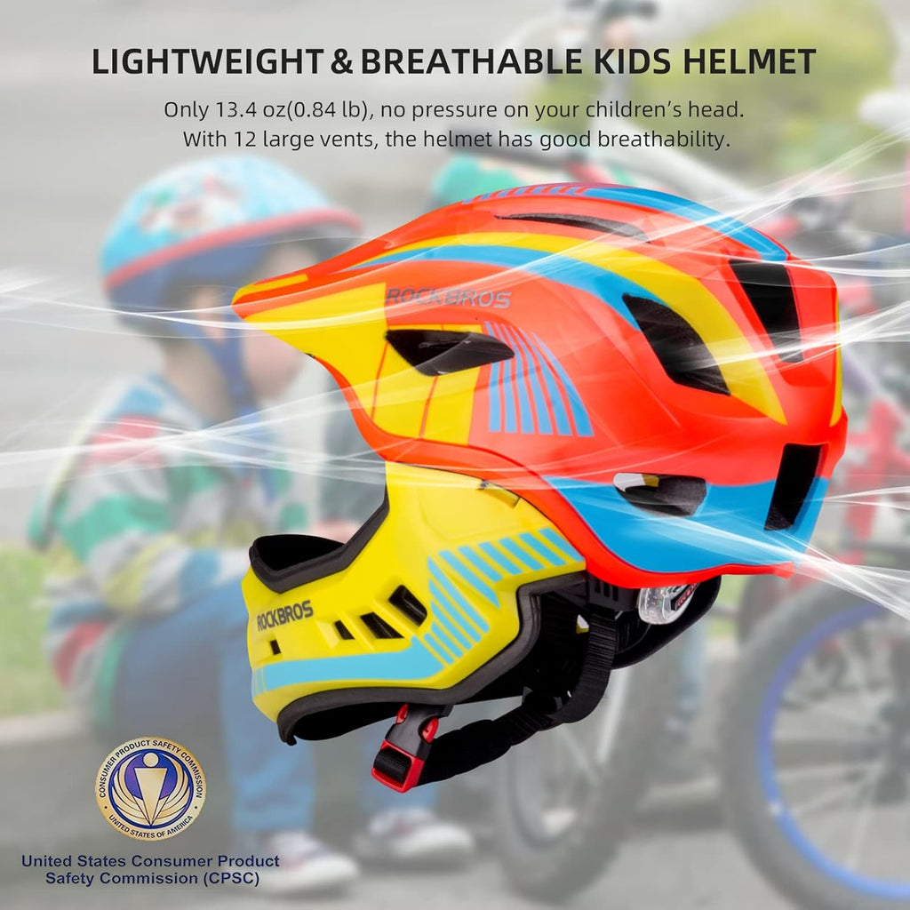 ROCKBROS Kids' Detachable Full-Face Bike Helmet