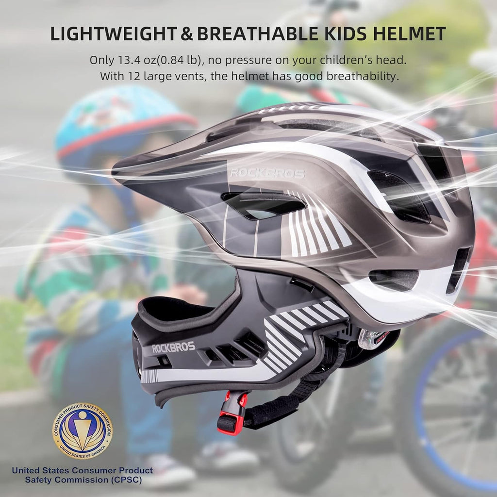 ROCKBROS Kids' Detachable Full-Face Bike Helmet