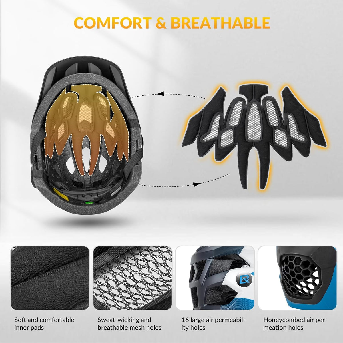 ROCKBROS Kids' Full-Face Bike Helmet with Detachable Chin Guard