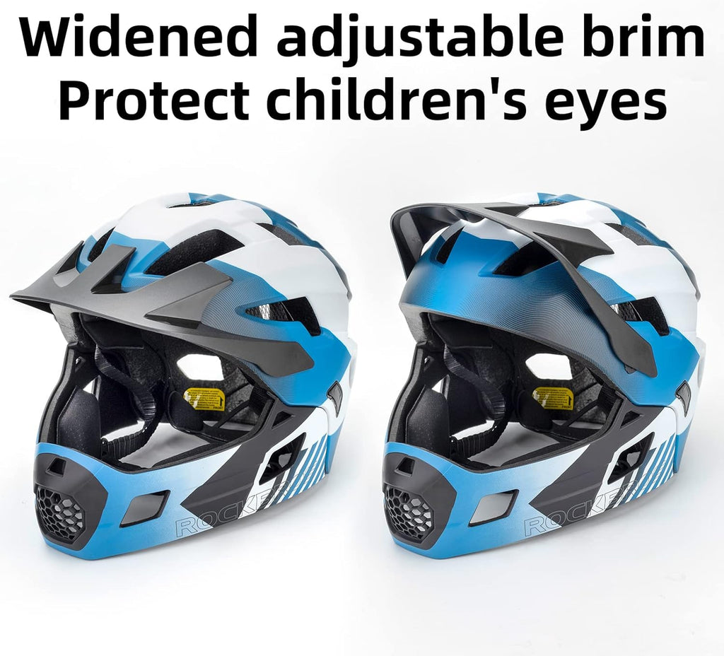 ROCKBROS Kids' Full-Face Bike Helmet with Detachable Chin Guard
