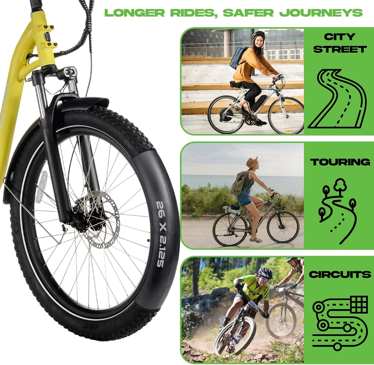 HEB 26" Bike Inner Tubes 26 x 1.75, 1.95, 2.10, 2.125 – Butyl Rubber Bicycle Tubes with Schrader Valve – Compatible with Cruiser, Mountain, City & Kids Bikes – Set of 2