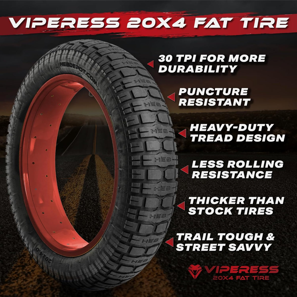 HEB VIPERESS Fat Tire 20x4 (Includes 1 Tire Only) - view 3