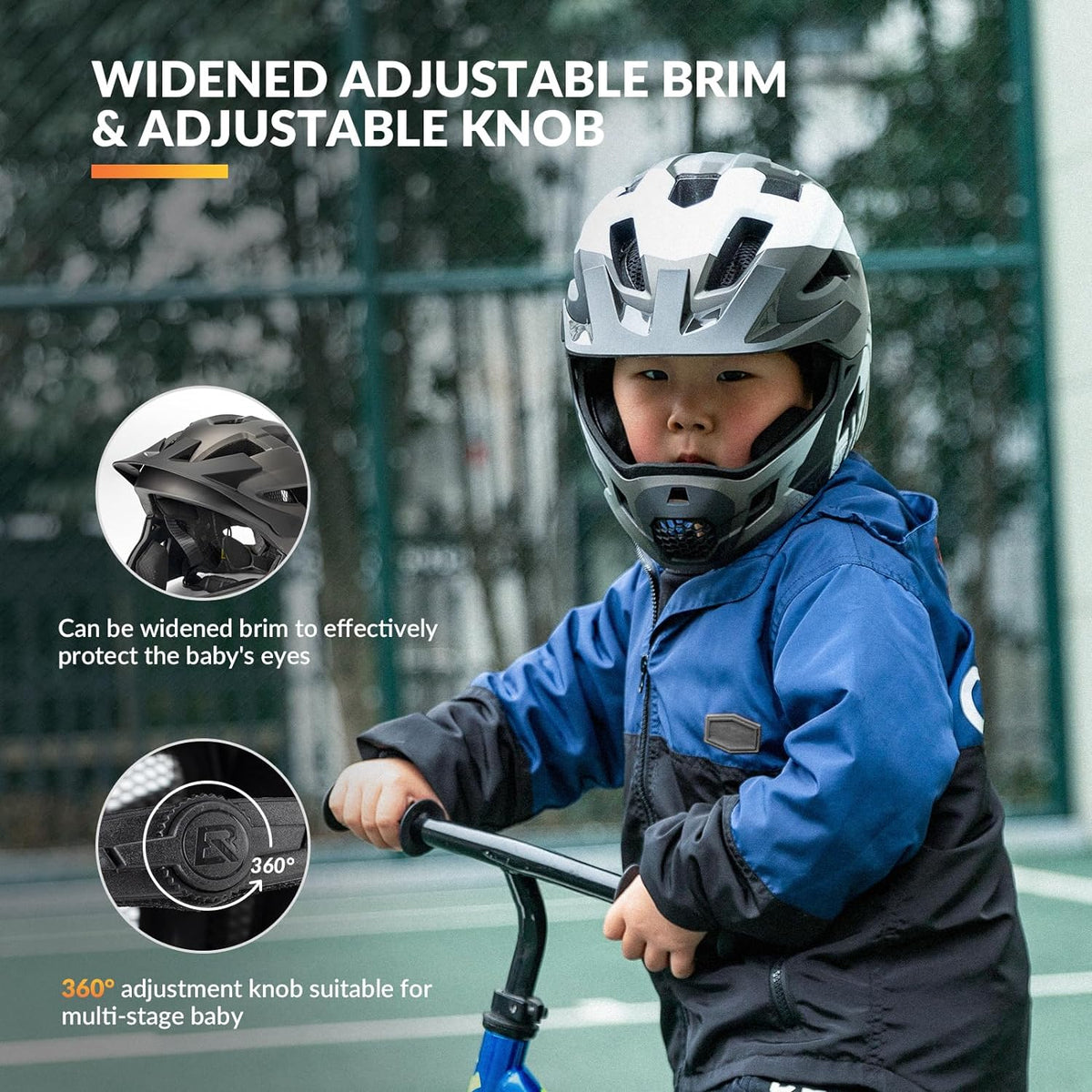 ROCKBROS Kids' Full-Face Bike Helmet with Detachable Chin Guard