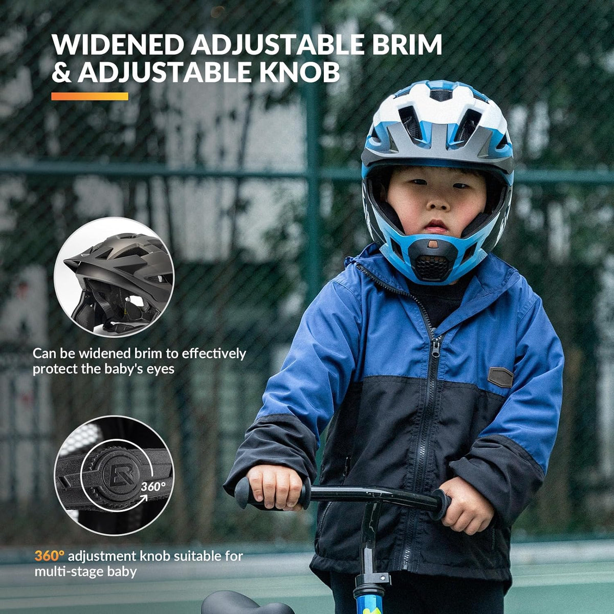 ROCKBROS Kids' Full-Face Bike Helmet with Detachable Chin Guard