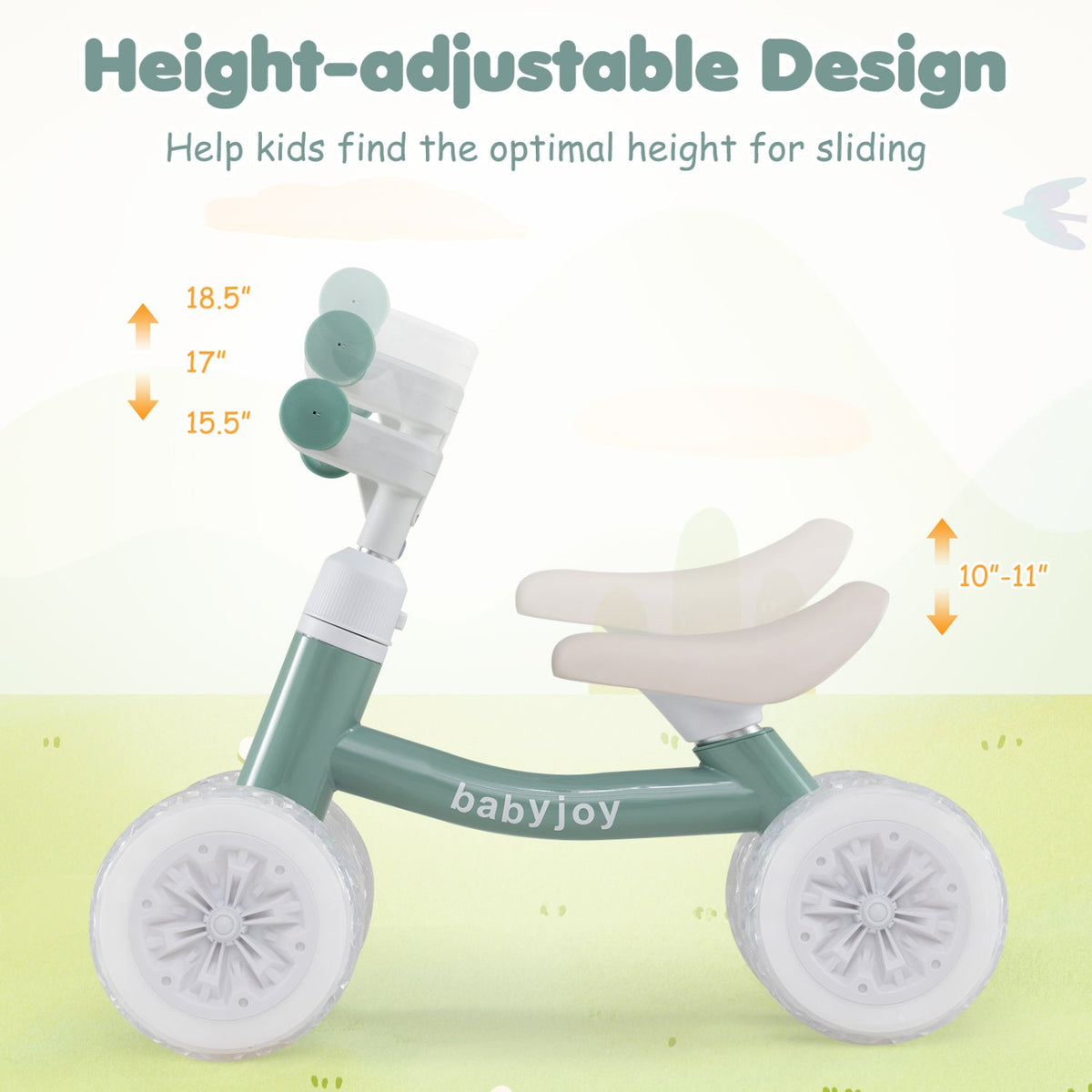 Adjustable Toddler Balance Bike with Light-Up Wheels - view 7