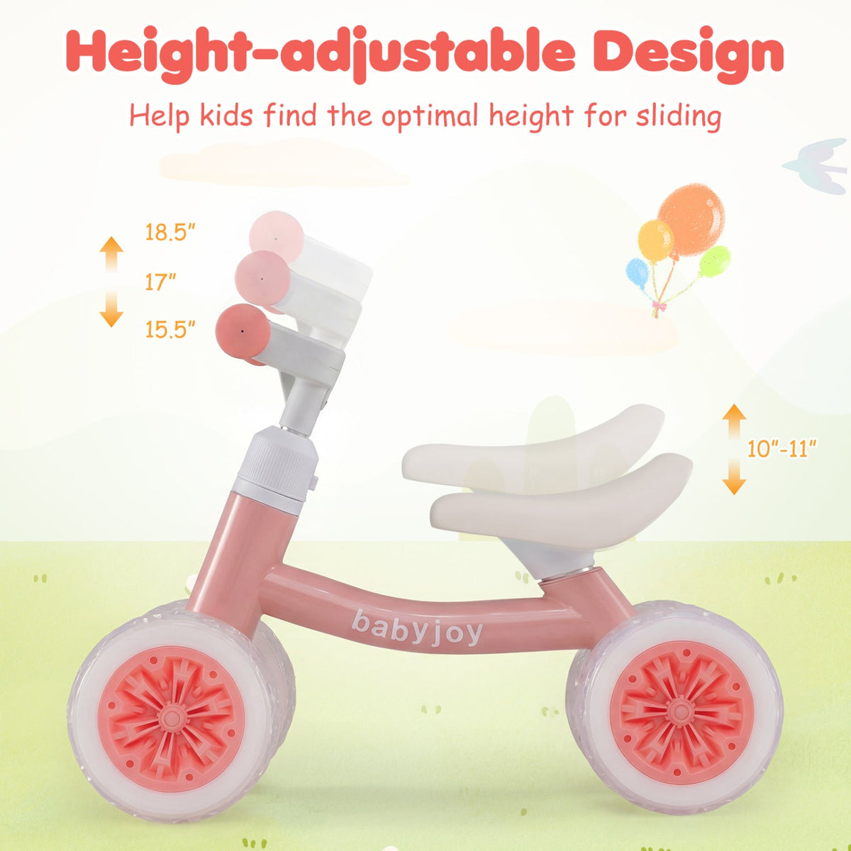Adjustable Toddler Balance Bike with Light-Up Wheels - view 14