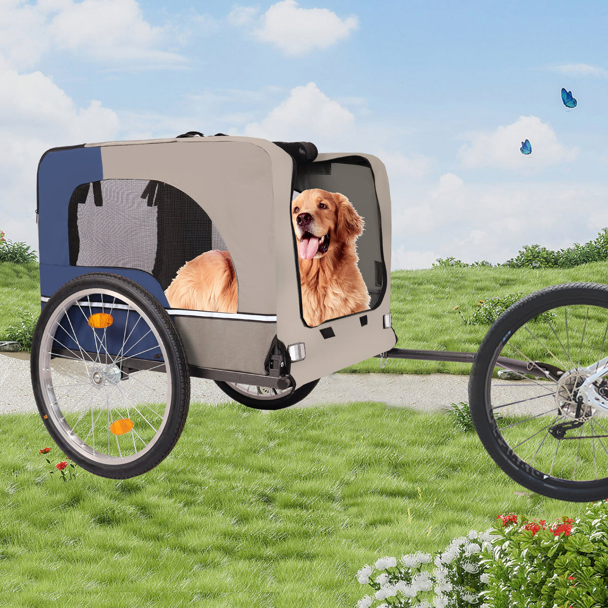 Tangkula Mesh Dog Bike Trailer - view 2