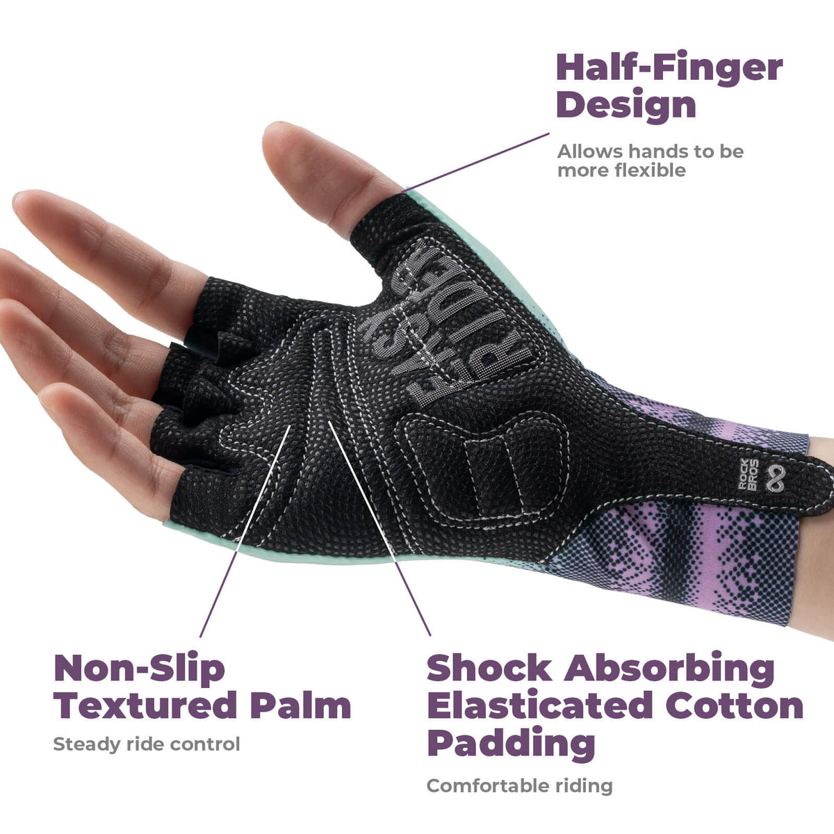 ROCKBROS Women's Gradient Half-Finger Cycling Gloves