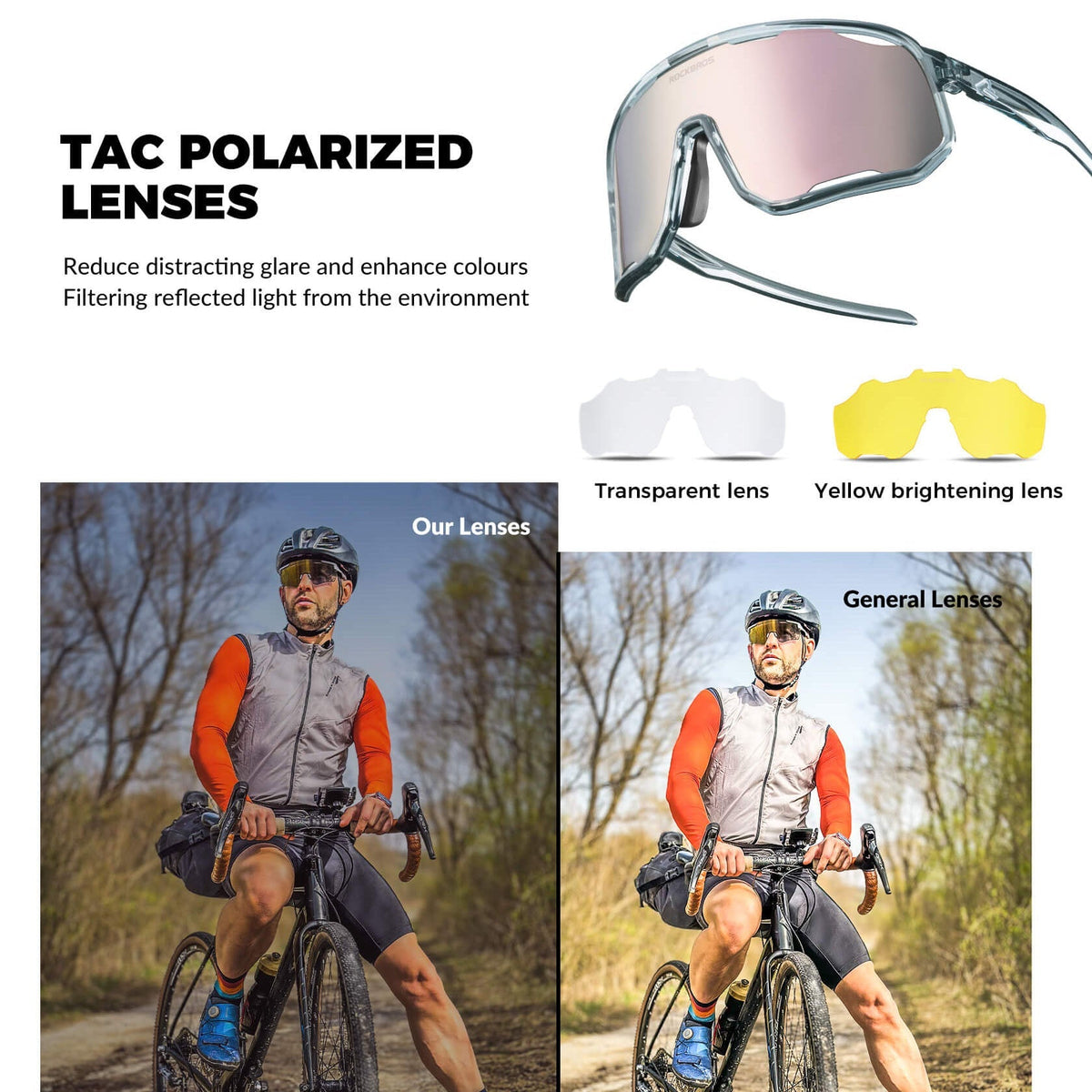 ROCKBROS TR90 Cycling Glasses – Interchangeable Lenses