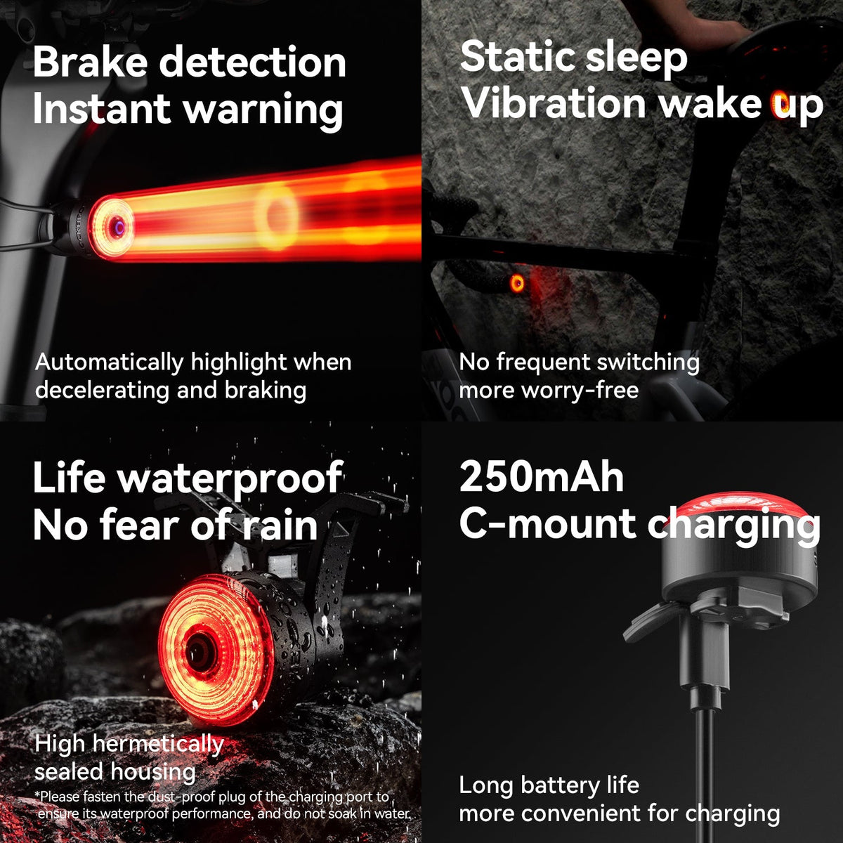 ROCKBROS R0 Smart Brake-Sensing Bike Tail Light