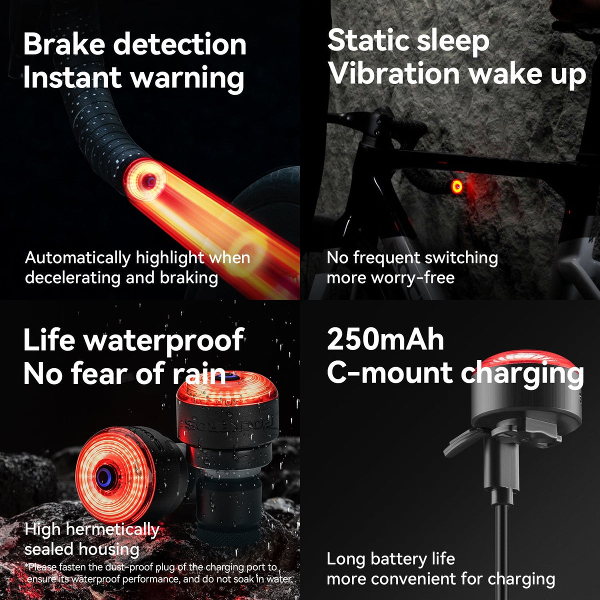 ROCKBROS R0 Smart Brake-Sensing Bike Tail Light
