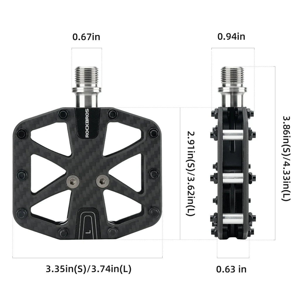 ROCKBROS Carbon Fiber Flat Pedals – 9/16-Inch