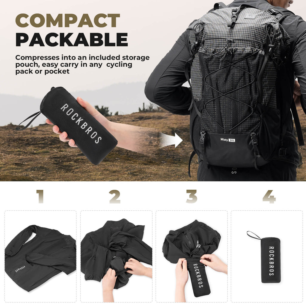 Foldable Long-Sleeve Cycling Windbreaker