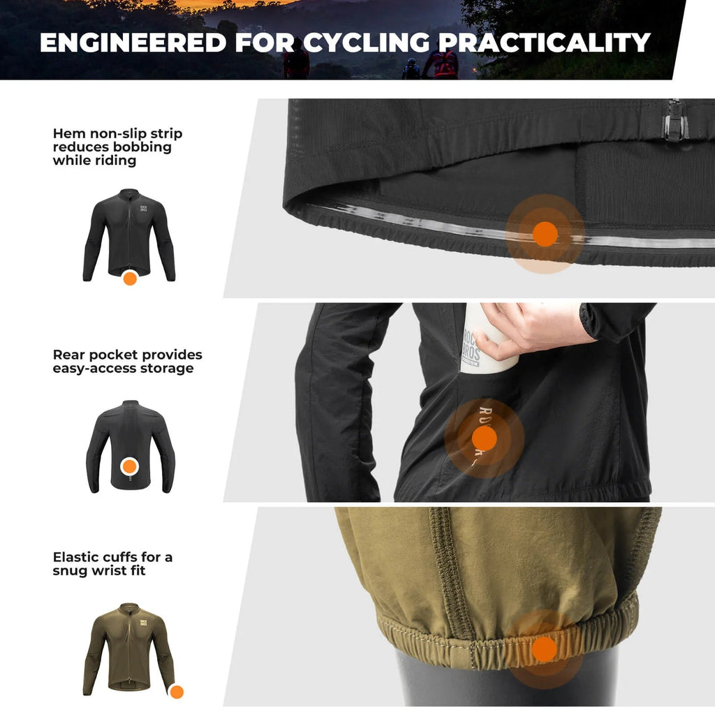 Foldable Long-Sleeve Cycling Windbreaker
