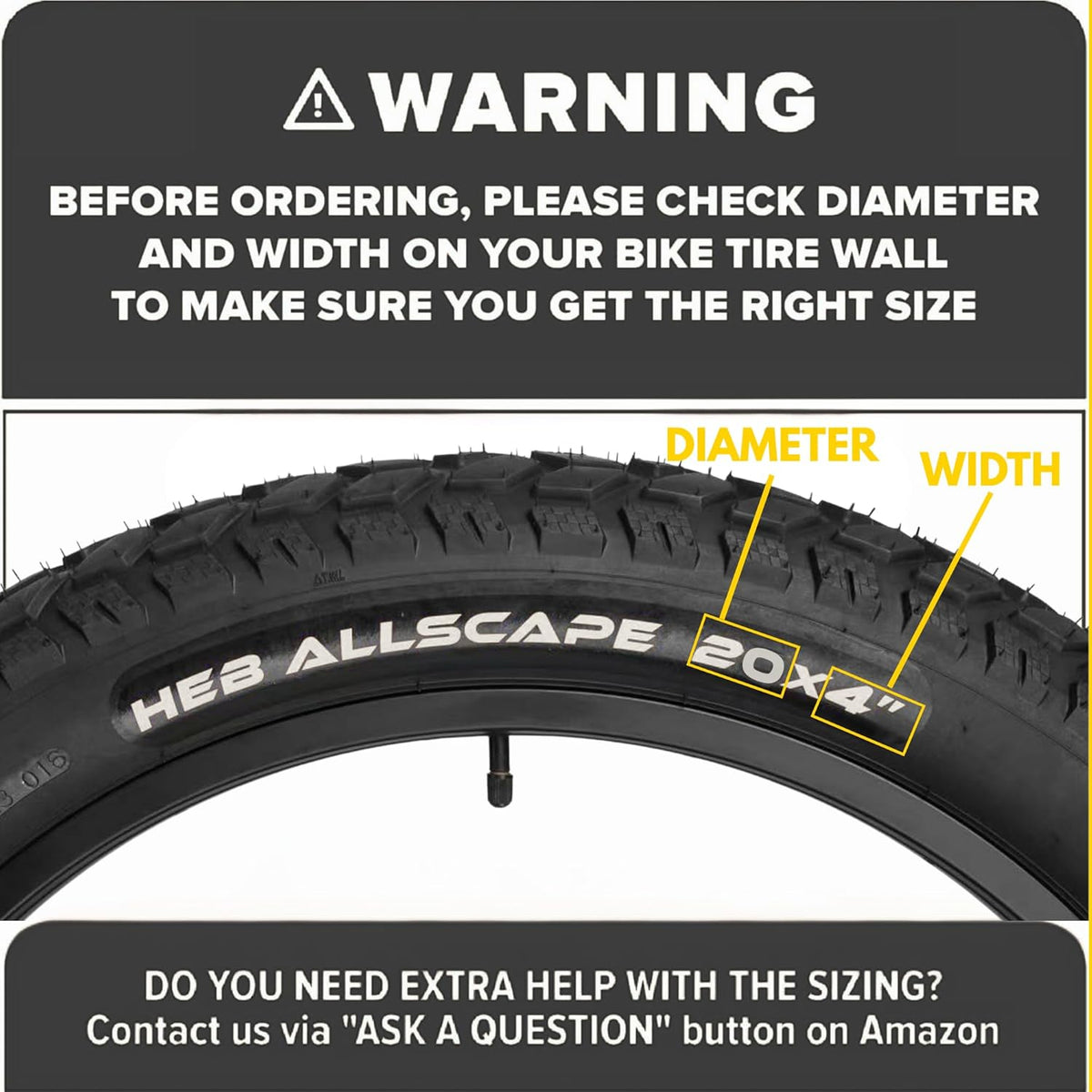 HEB ALLSCAPE Fat Tires - 20"x 4.0" (SET OF 2 Tires) Tubes Not Included. - view 2