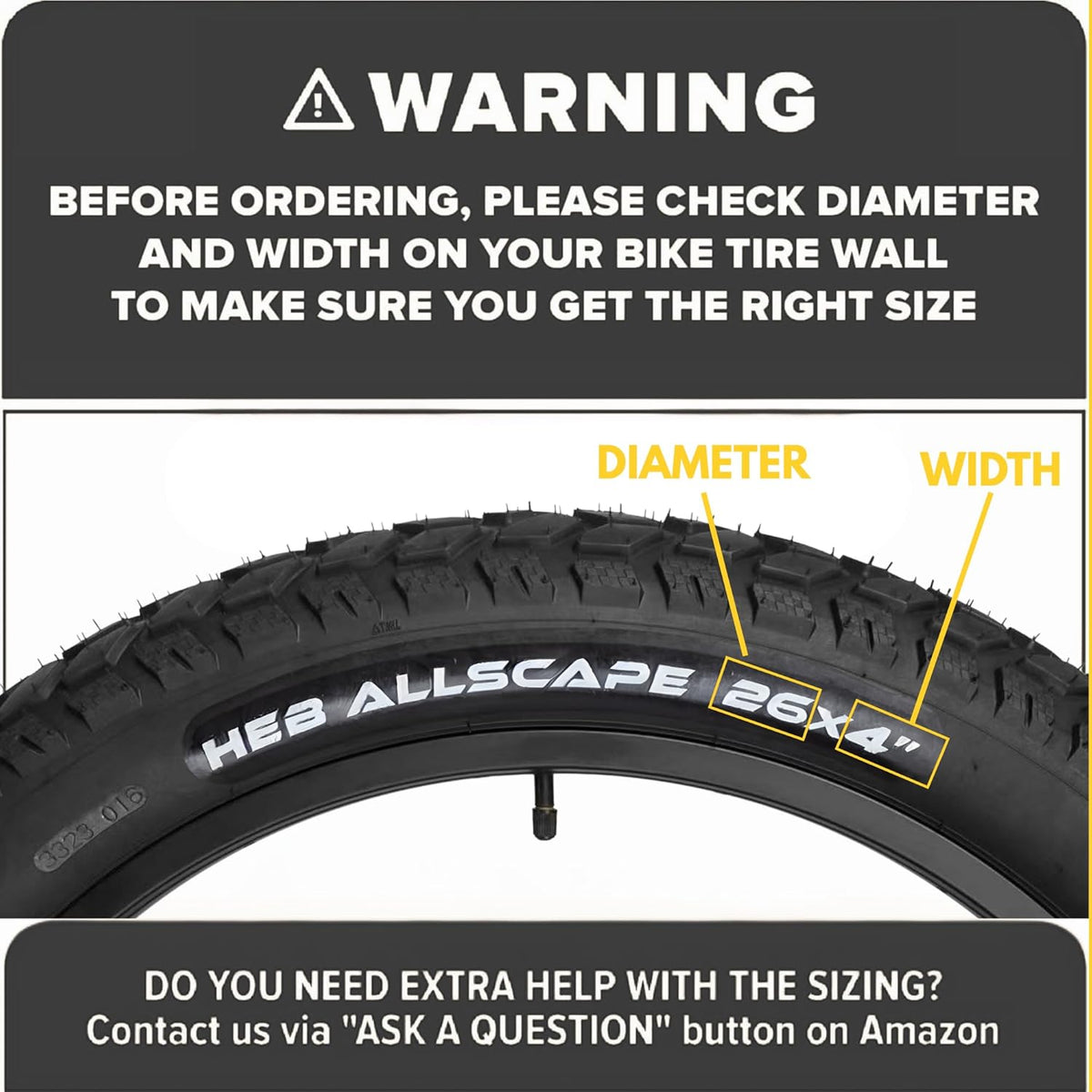 HEB ALLSCAPE Fat Tires - 26"x 4.0" (SET OF 4 Tires) Tubes Not Included. - view 2