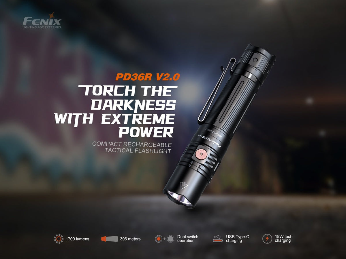 Fenix PD36R V2 Compact Rechargeable Tactical Flashlight - 1700 Lumens - view 3