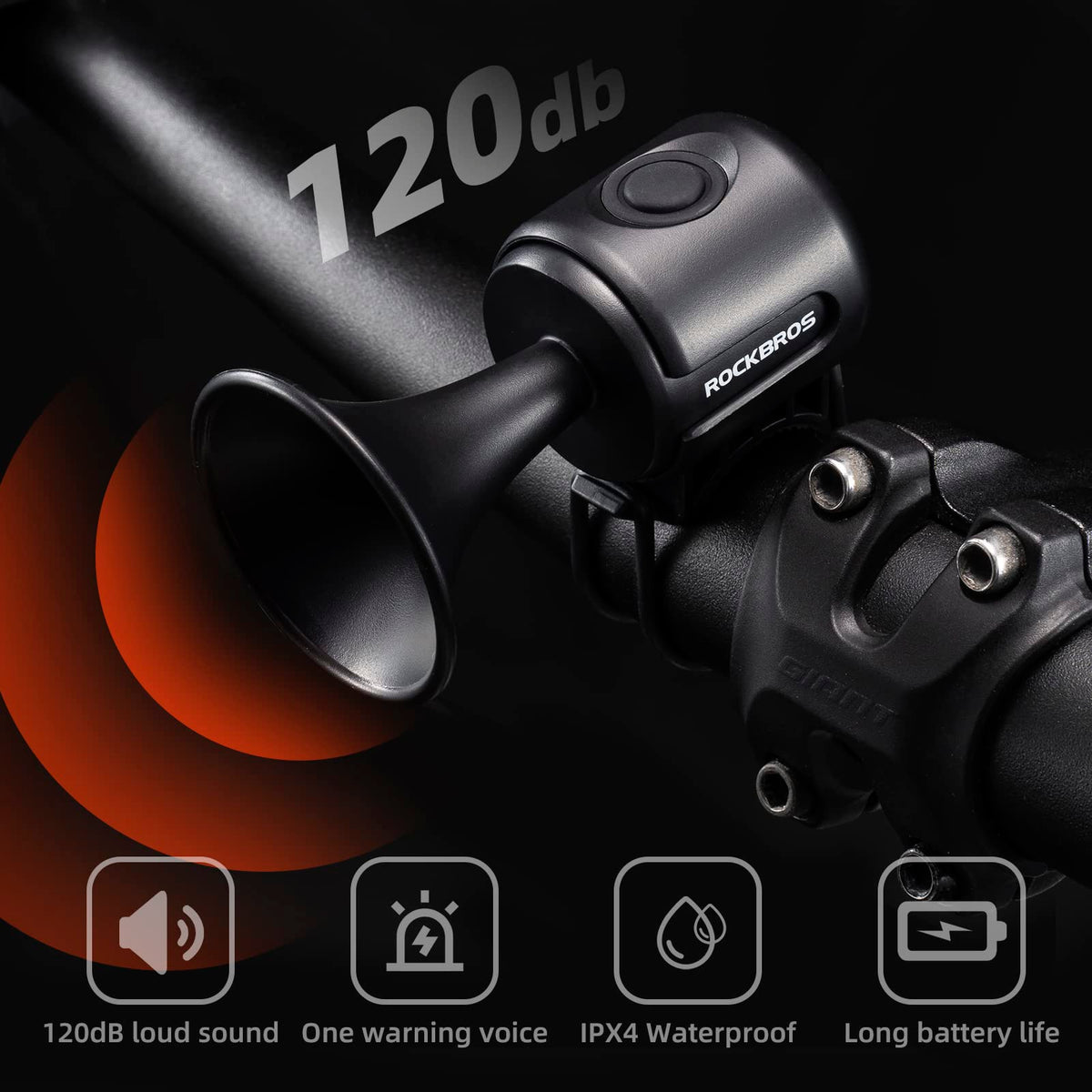 ROCKBROS Electric Bicycle Horn – 120 dB