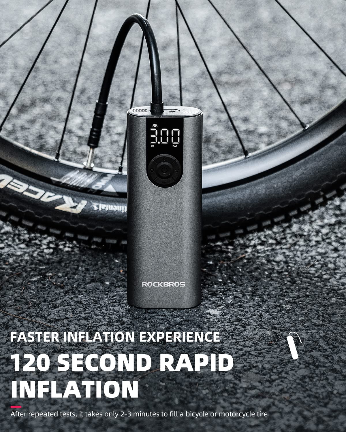 ROCKBROS A8 Electric Bike Pump – 150 PSI