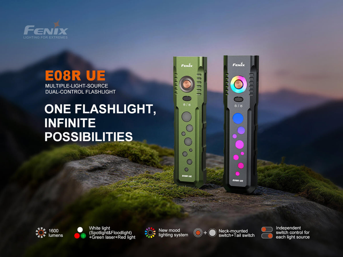 Fenix E08R UE Multi-Light EDC Flashlight With Red Light & Green Laser - view 3