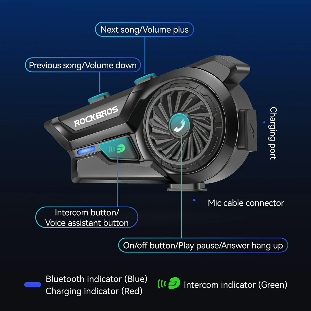 R1 Bluetooth Motorcycle Helmet Headset