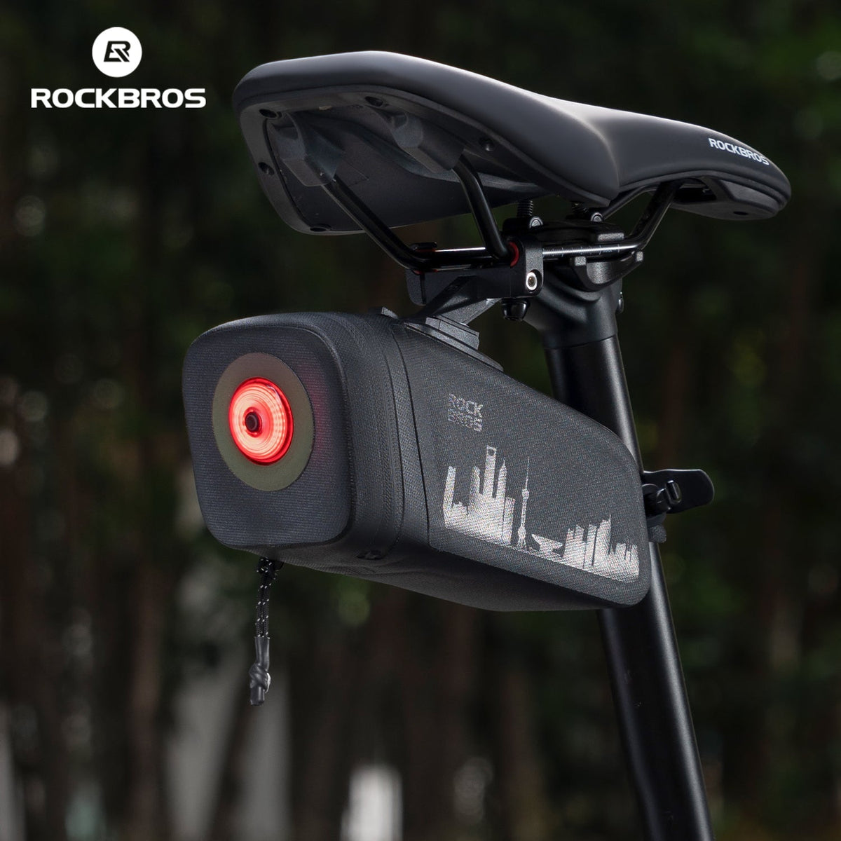 ROCKBROS Waterproof Saddle Bag with Brake-Sensing Tail Light