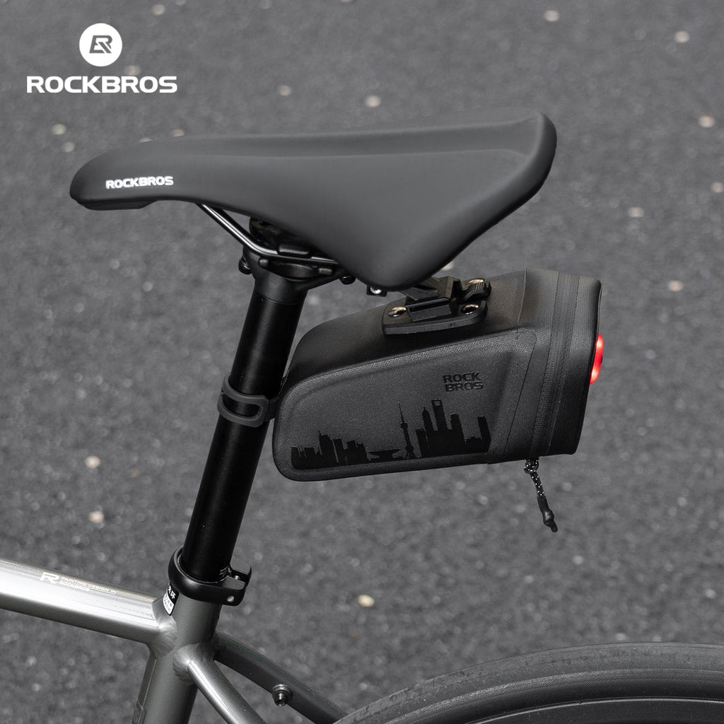 ROCKBROS Waterproof Saddle Bag with Brake-Sensing Tail Light