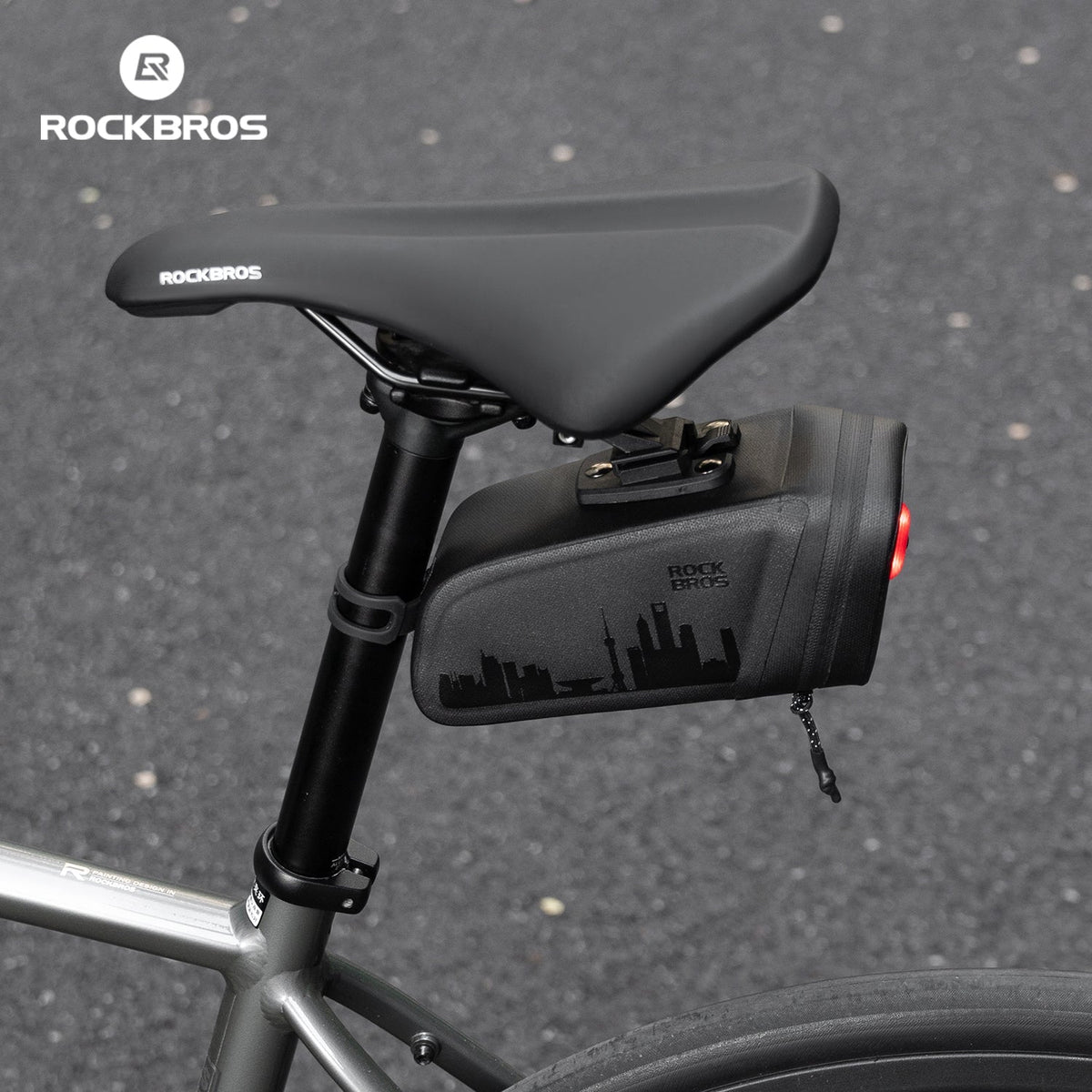 ROCKBROS Waterproof Saddle Bag with Brake-Sensing Tail Light