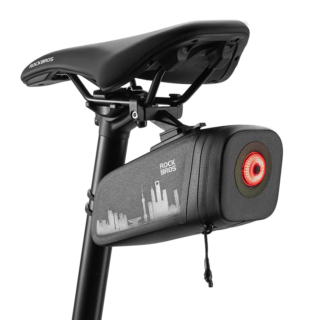ROCKBROS Waterproof Saddle Bag with Brake-Sensing Tail Light