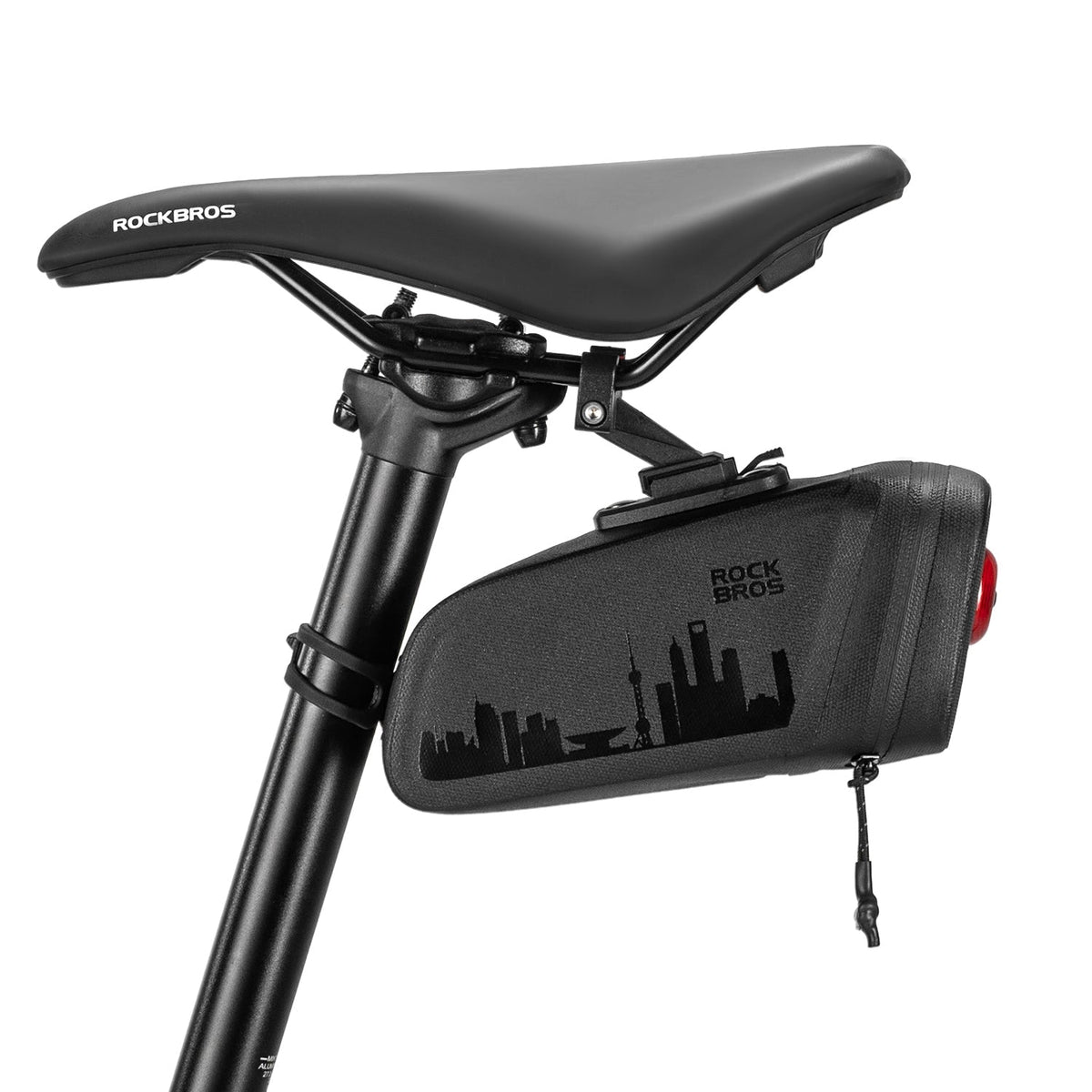 ROCKBROS Waterproof Saddle Bag with Brake-Sensing Tail Light