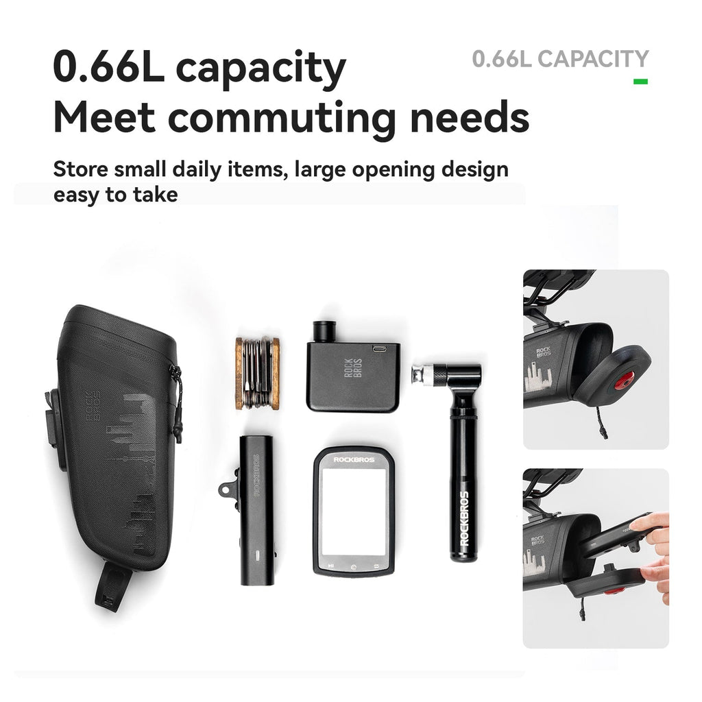 ROCKBROS Waterproof Saddle Bag with Brake-Sensing Tail Light