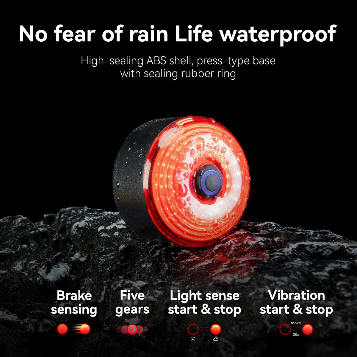 ROCKBROS Waterproof Saddle Bag with Brake-Sensing Tail Light